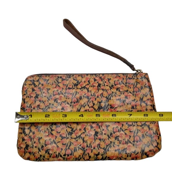 Patricia Nash Leather Floral Zip Make-up Wristlet Bag